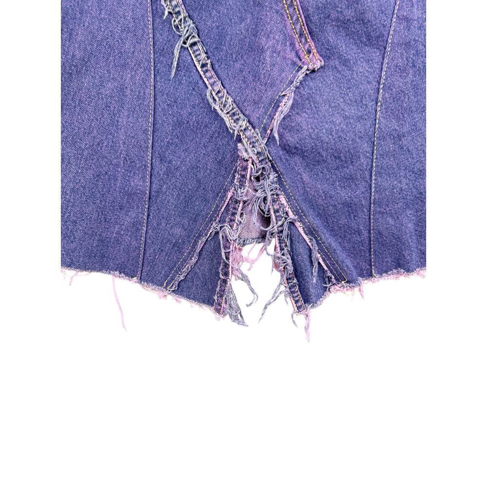Ciprianamia Denim Upcycled Levi’s Purple Denim Skirt‎ Grunge Whimsygoth Size 28? - Picture 4 of 10